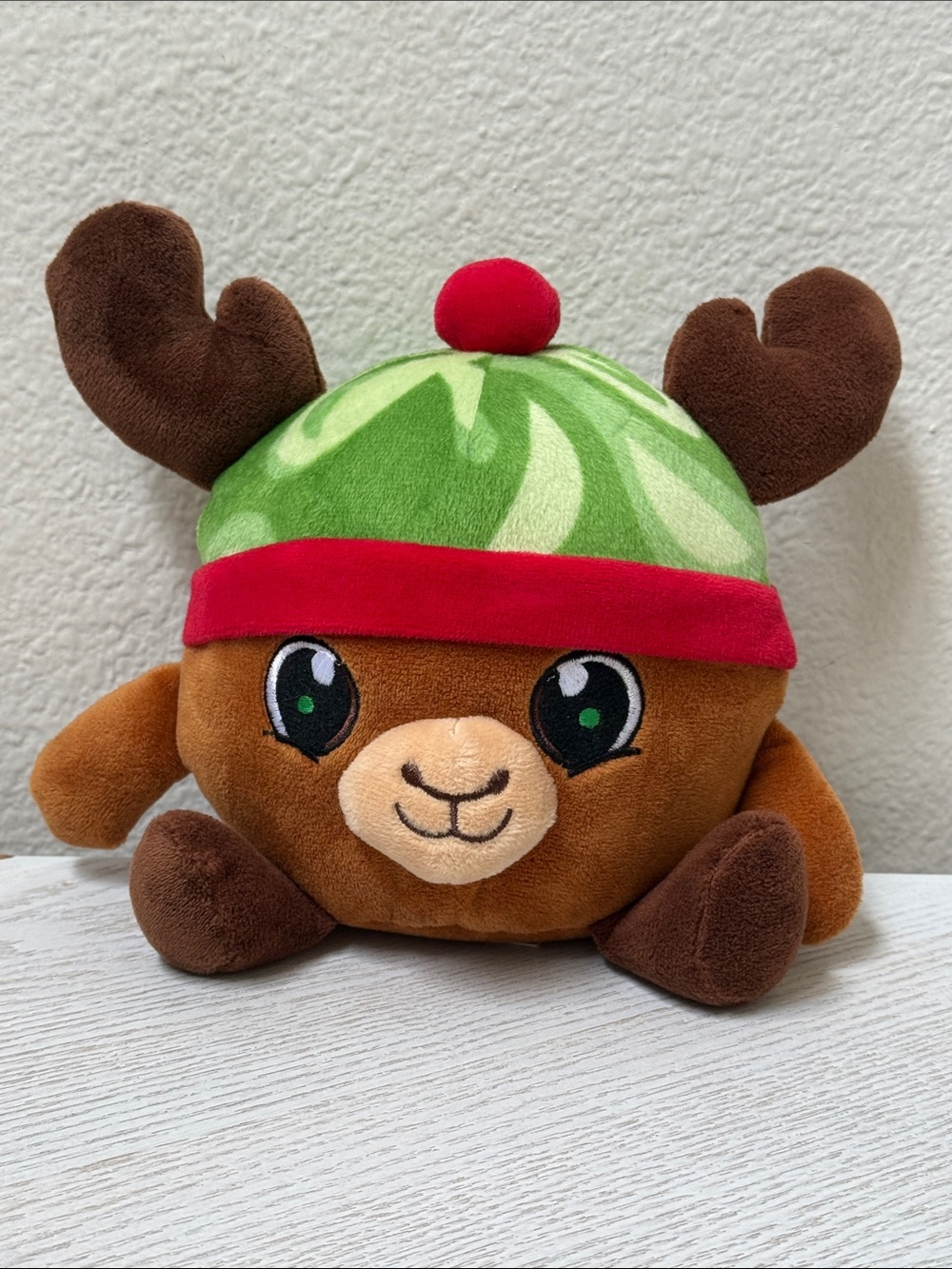 American Greetings Christmas Holiday Reindeer with Beanie Winter Hat Plush